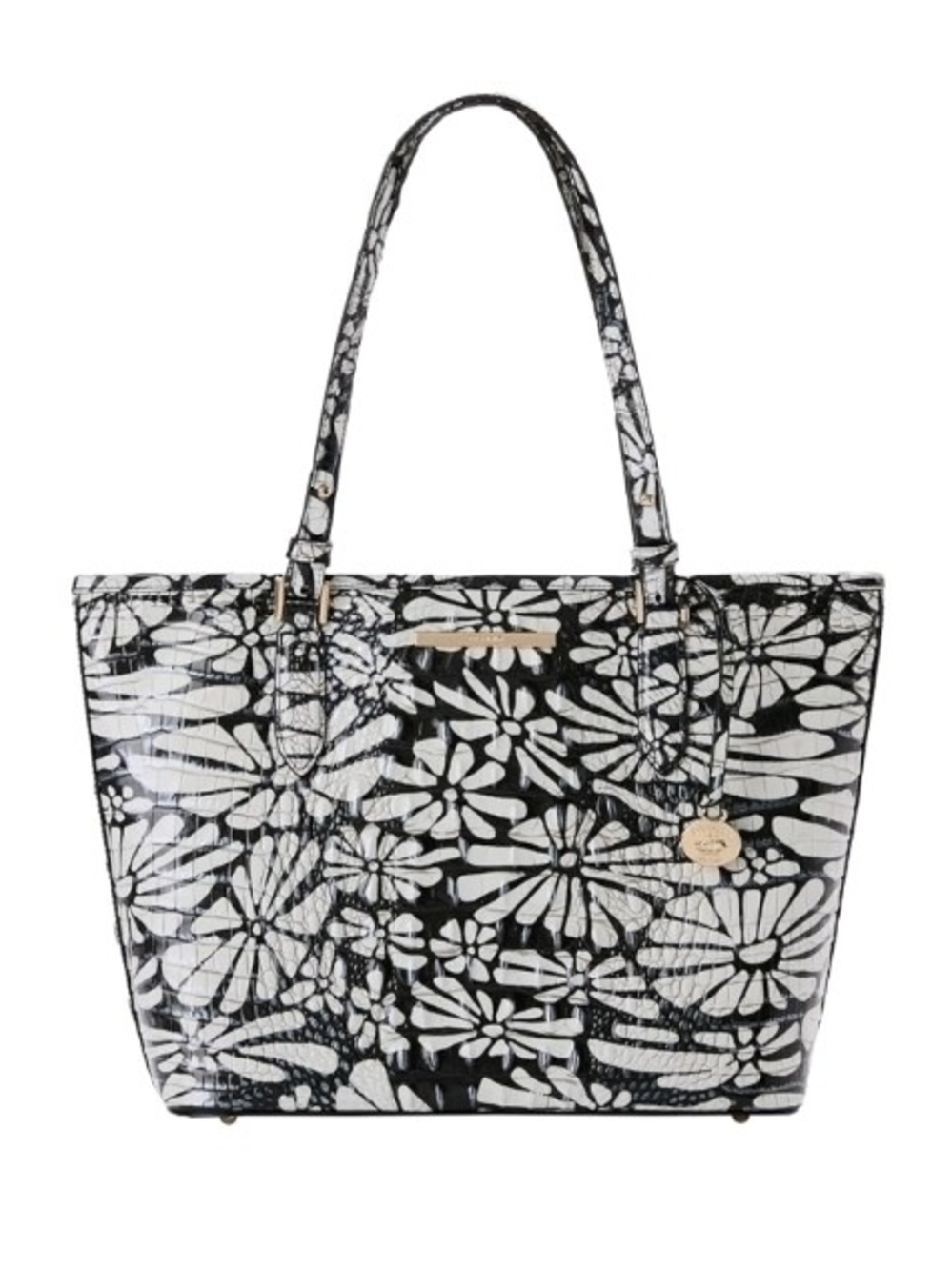 🖤▪️Brahmin▪️ Medium Asher Daisy Batik Melbourne Zip Top Croc Embossed Tote Bag